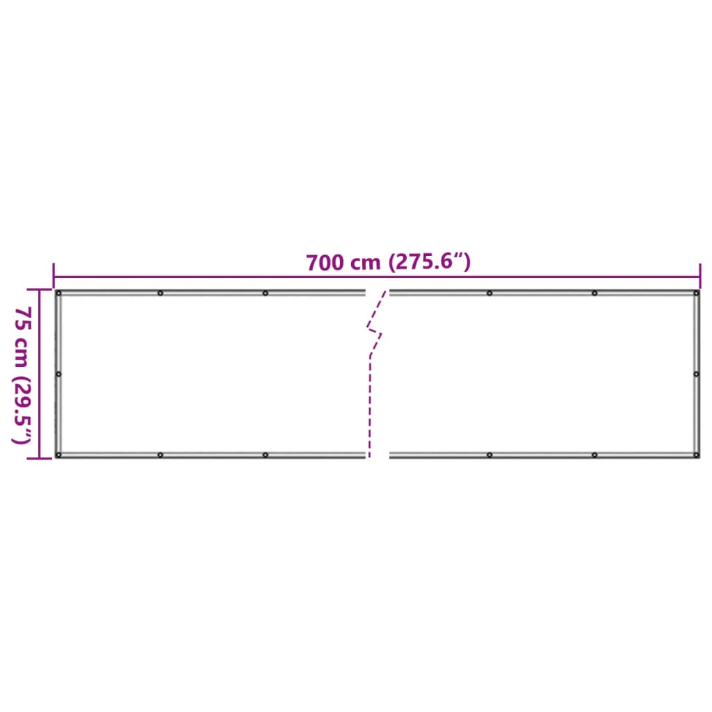 vidaXL Balkongskjerm grå 700x75 cm PVC