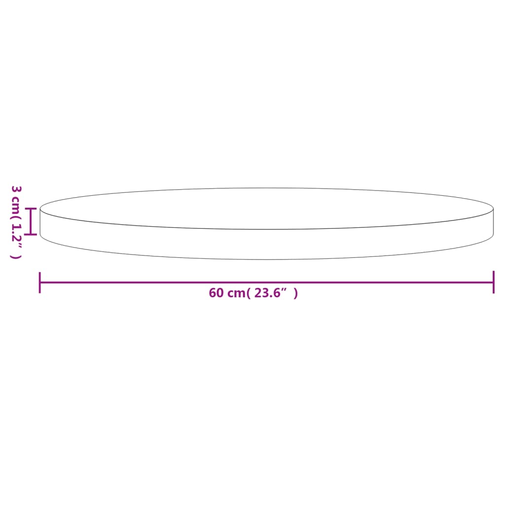 vidaXL Bordplate rund svart Ø60x3 cm heltre furu