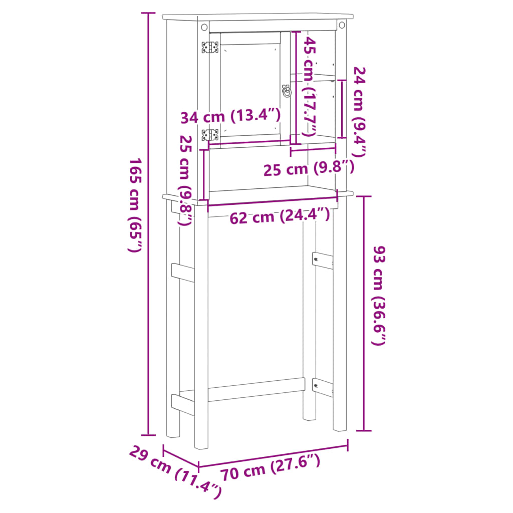 vidaXL Vaskemaskinskap Corona heltre furu