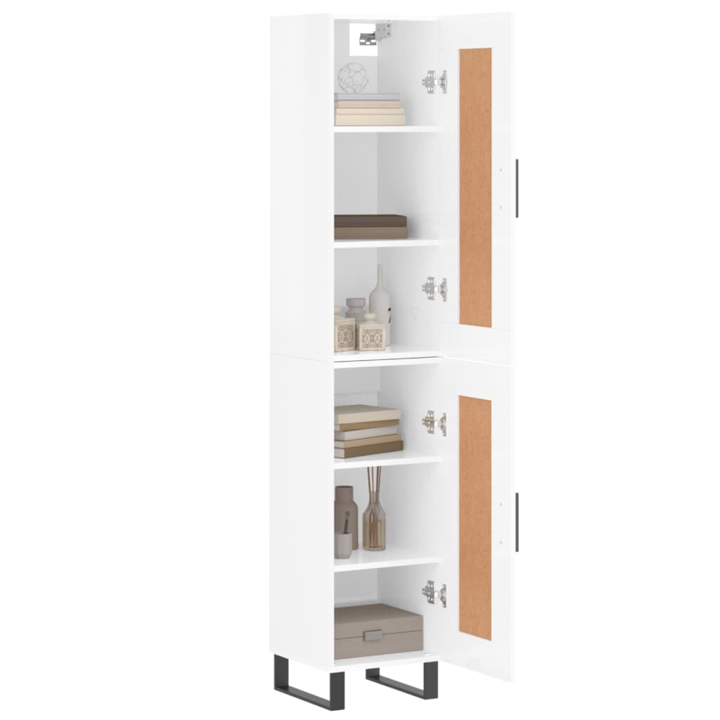 vidaXL Highboard høyglans hvit 34,5x34x180 cm konstruert tre