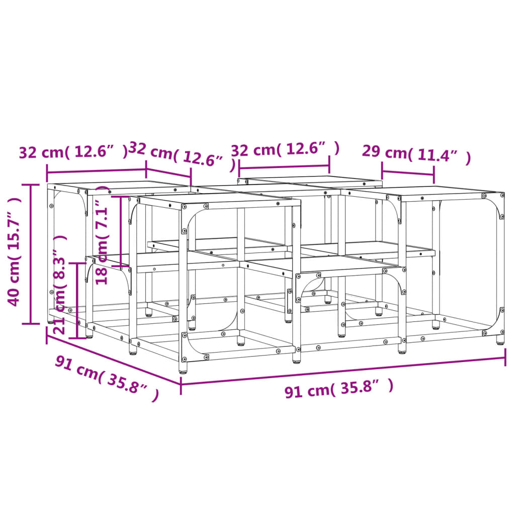 vidaXL Salongbord svart 91x91x40 cm konstruert tre