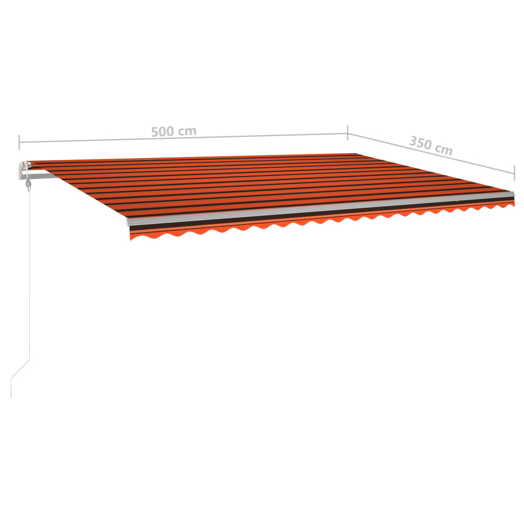 vidaXL Manuell uttrekkbar markise med stolper 5x3,5 m oransje og brun