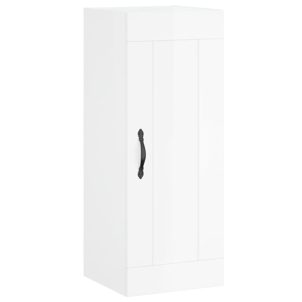 vidaXL Highboard høyglans hvit 34,5x34x180 cm konstruert tre