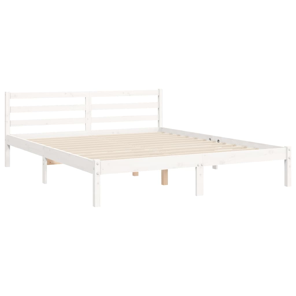 vidaXL Sengeramme med hodegavl hvit 5FT King Size heltre