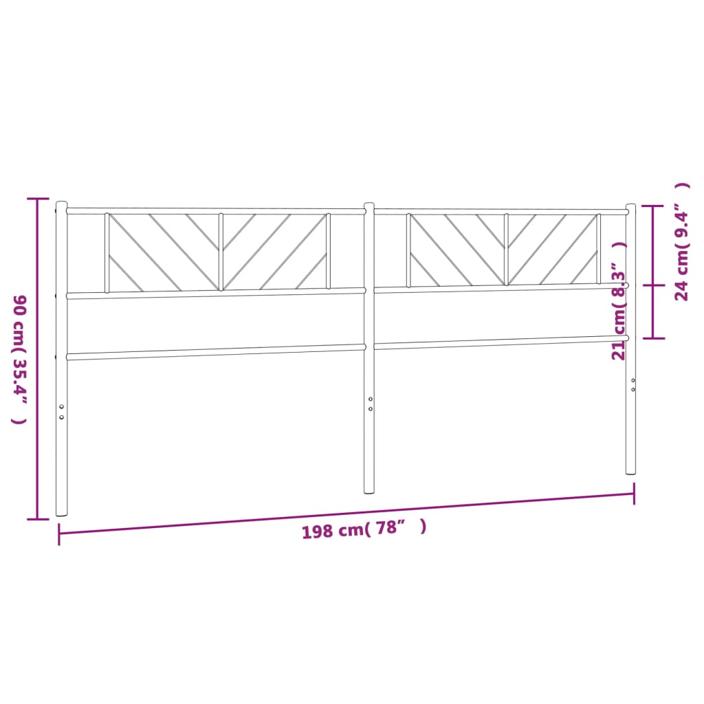 vidaXL Sengegavl i metall hvit 193 cm