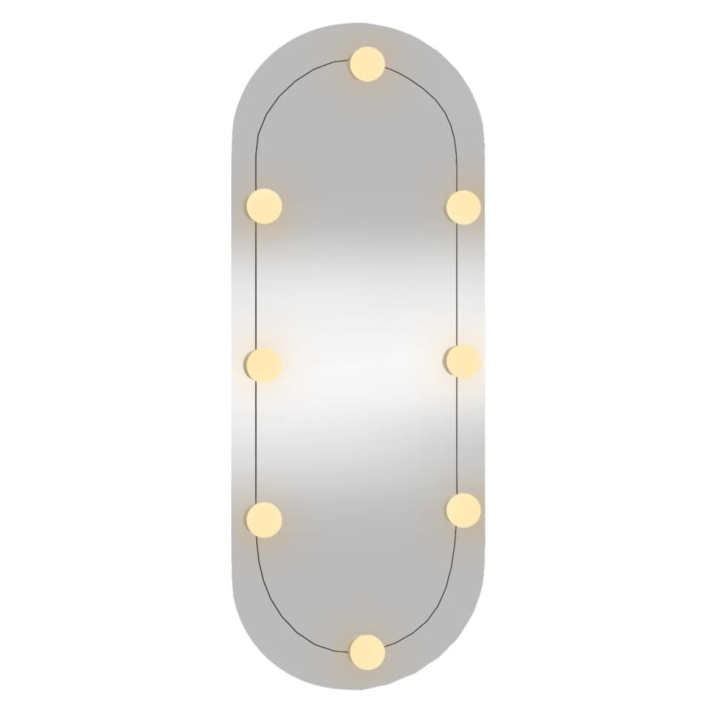 vidaXL Veggspeil med LED-lys 30x70 cm glass oval