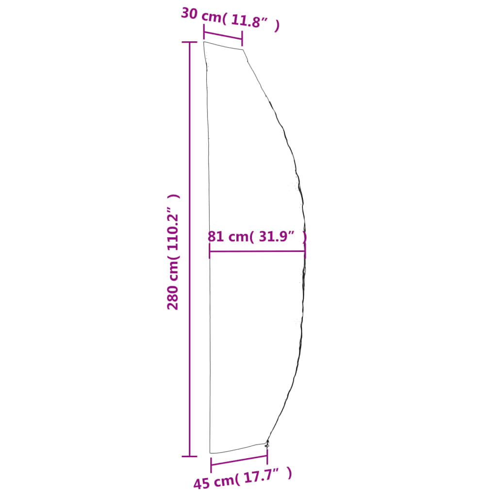 vidaXL Hageparasollrekk svart 280x30/81/45 cm 420D oxford