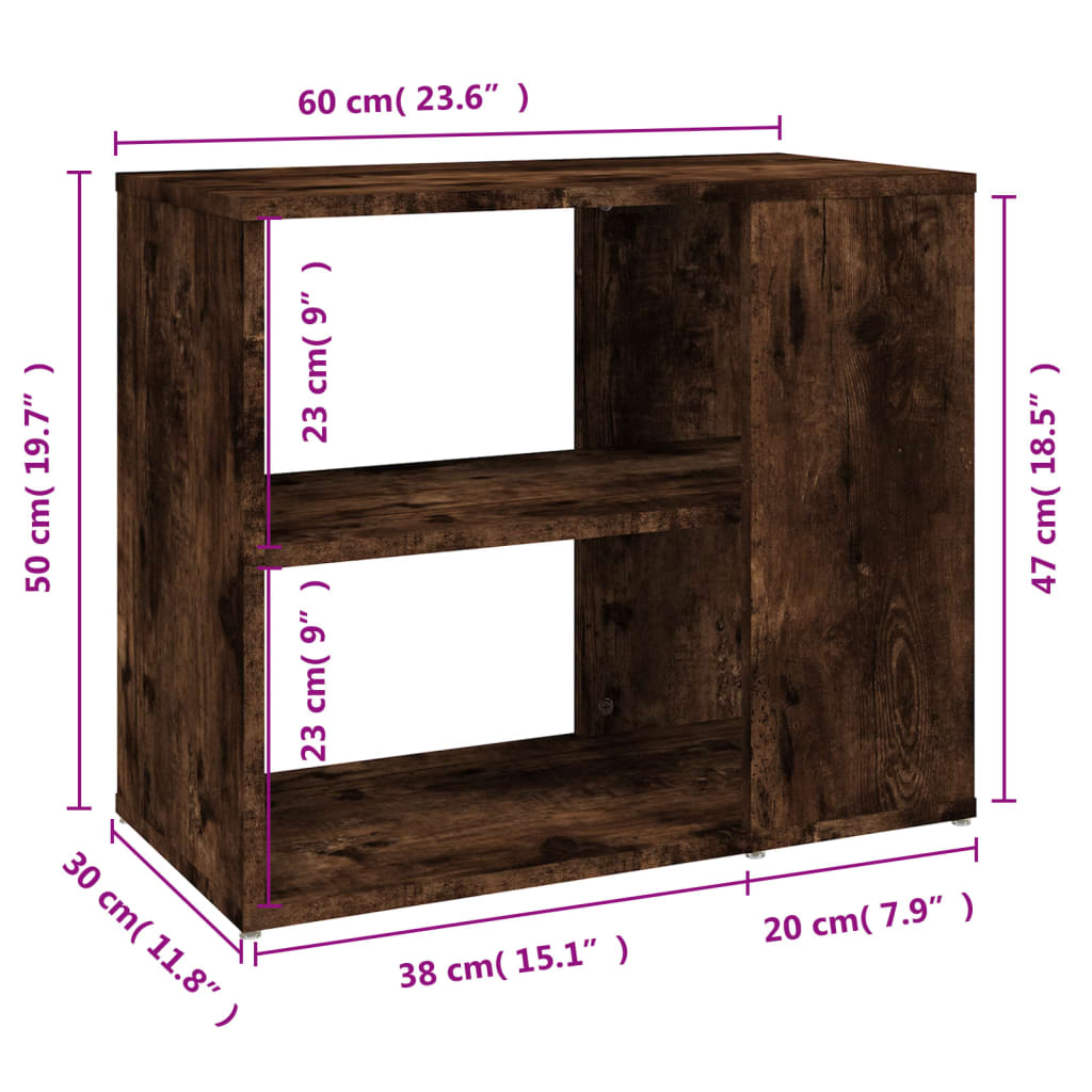 vidaXL Sideskap røkt eik 60x30x50 cm konstruert tre