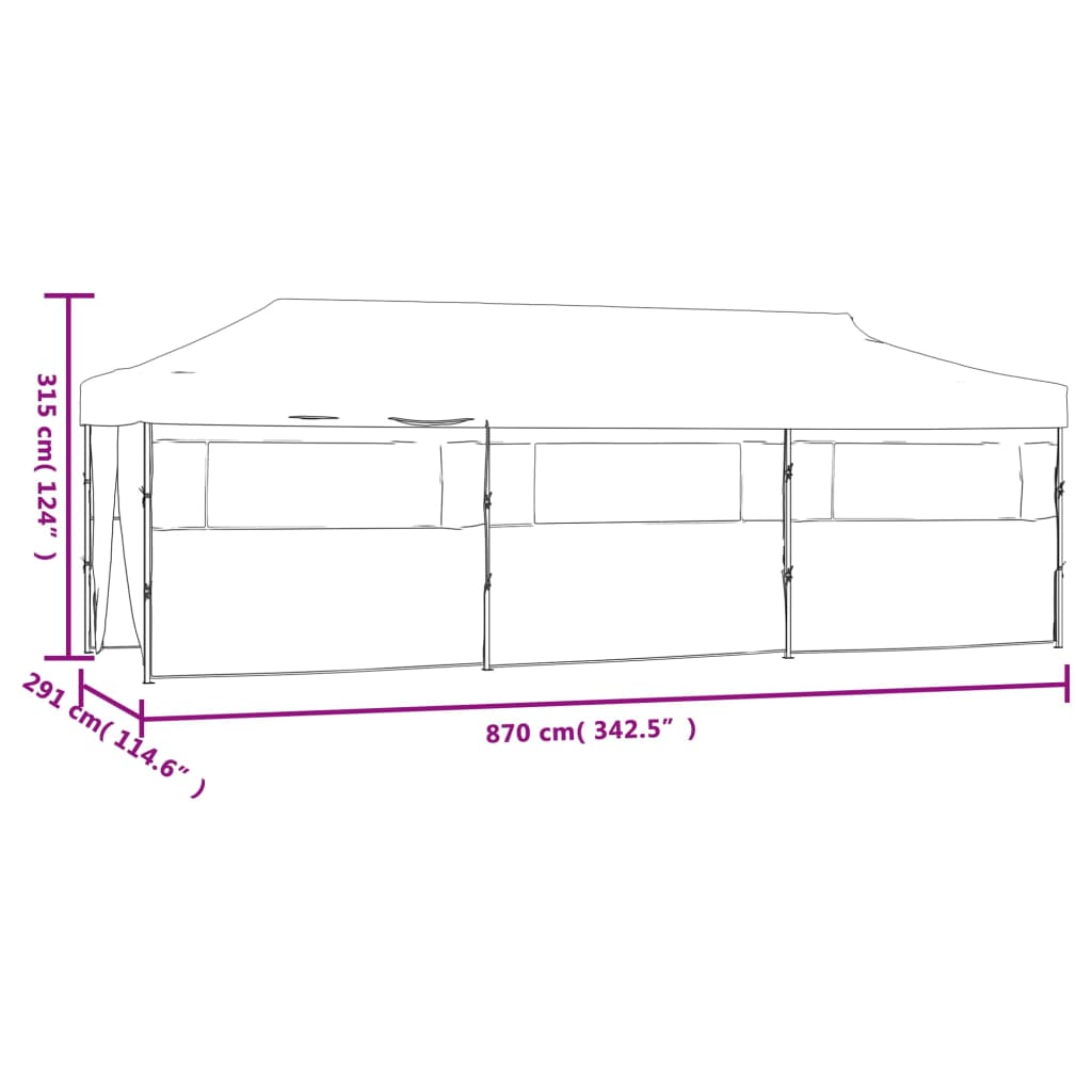 vidaXL Sammenleggbart festtelt popup med 8 sidevegger 3x9 m kremhvit