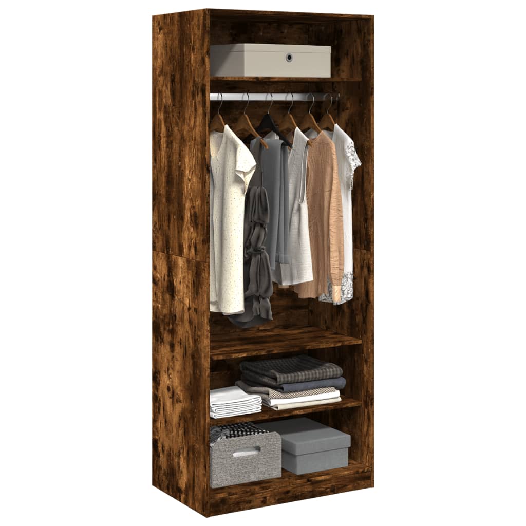 vidaXL Garderobe røkt eik 80x50x200 cm konstruert tre