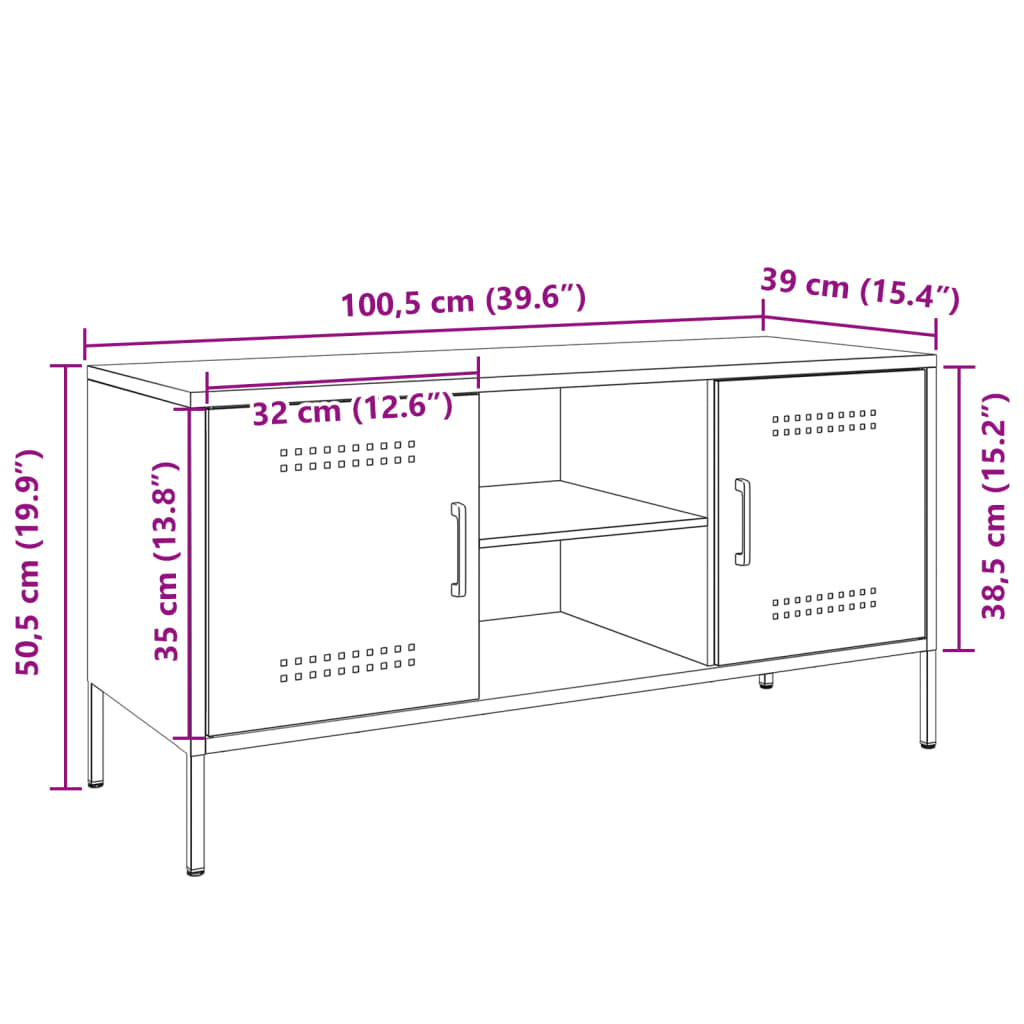 vidaXL TV-benk sennepsgul 100,5x39x50,5 cm stål