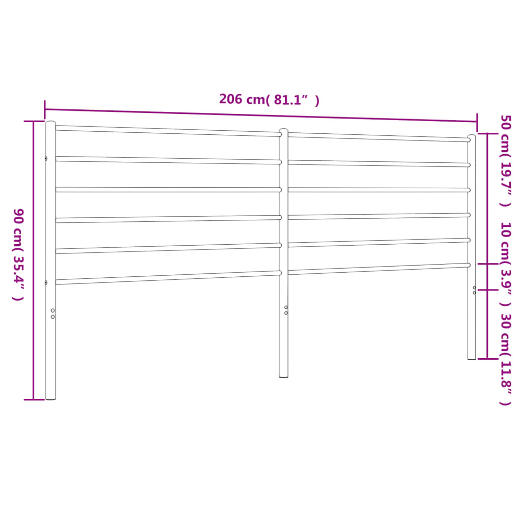 vidaXL Sengegavl i metall svart 200 cm