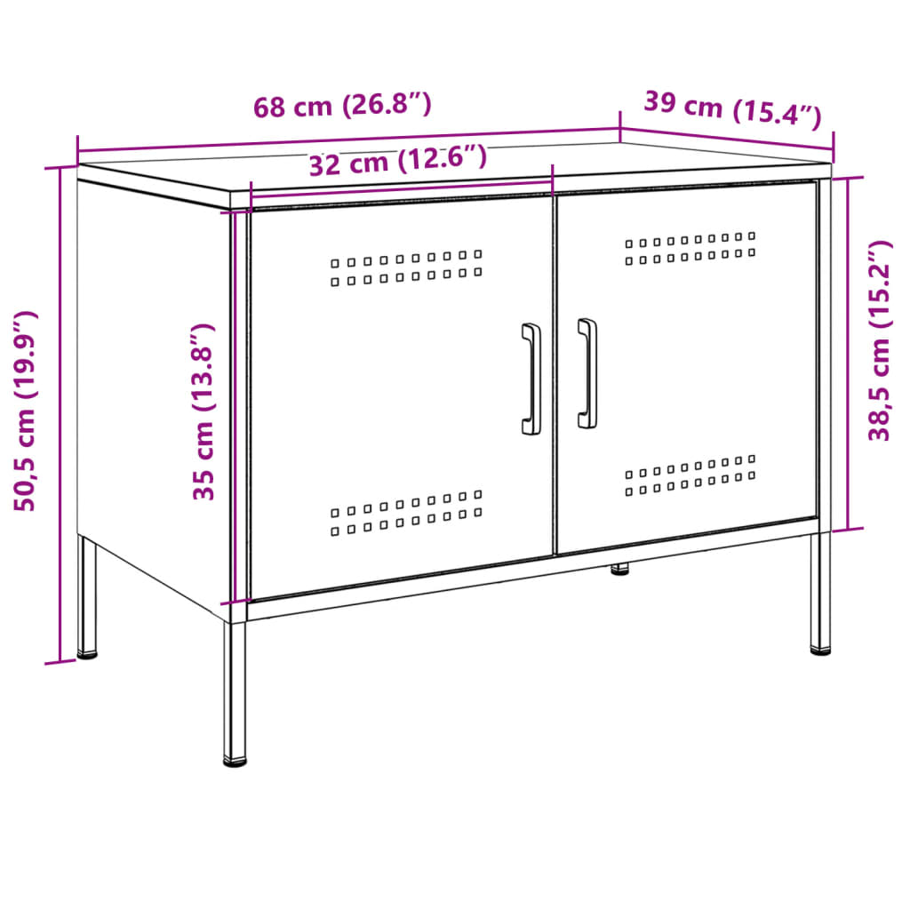 vidaXL TV-benk rosa 68x39x50,5 cm stål