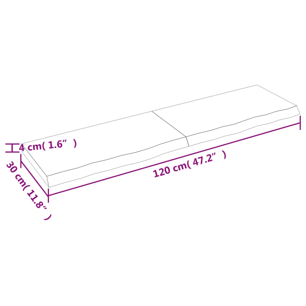 vidaXL Benkeplate til bad mørkebrun 120x30x(2-4) cm behandlet heltre