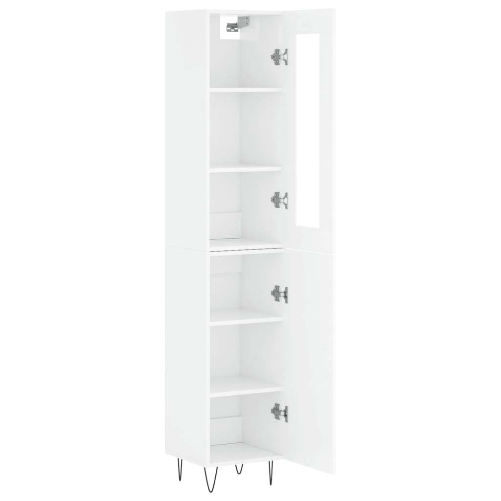 vidaXL Highboard høyglans hvit 34,5x34x180 cm konstruert tre