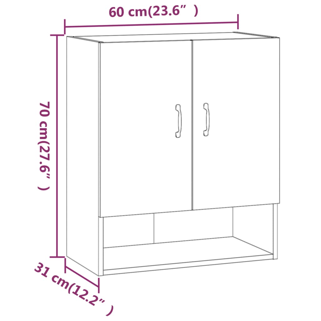 vidaXL Veggskap røkt eik 60x31x70 cm konstruert tre