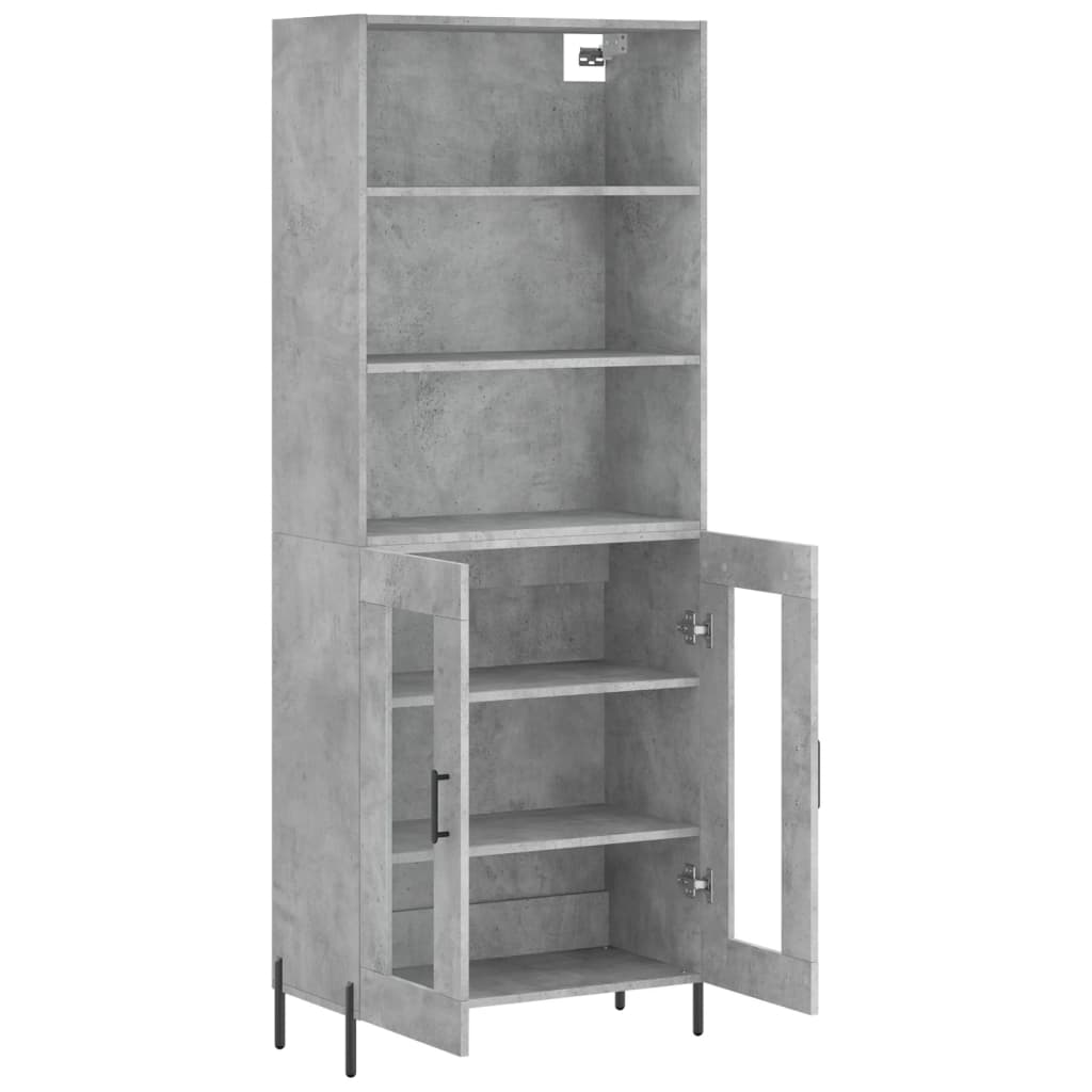 vidaXL Highboard betonggrå 69,5x34x180 cm konstruert tre