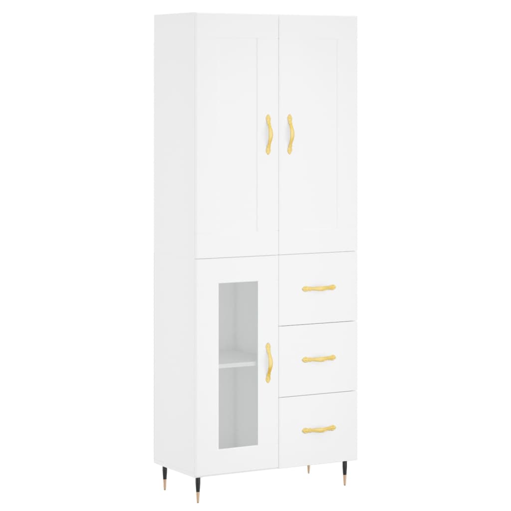 vidaXL Highboard hvit 69,5x34x180 cm konstruert tre