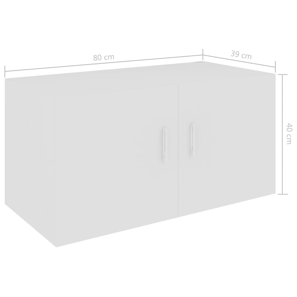 vidaXL Veggmontert skap hvit 80x39x40 cm konstruert tre