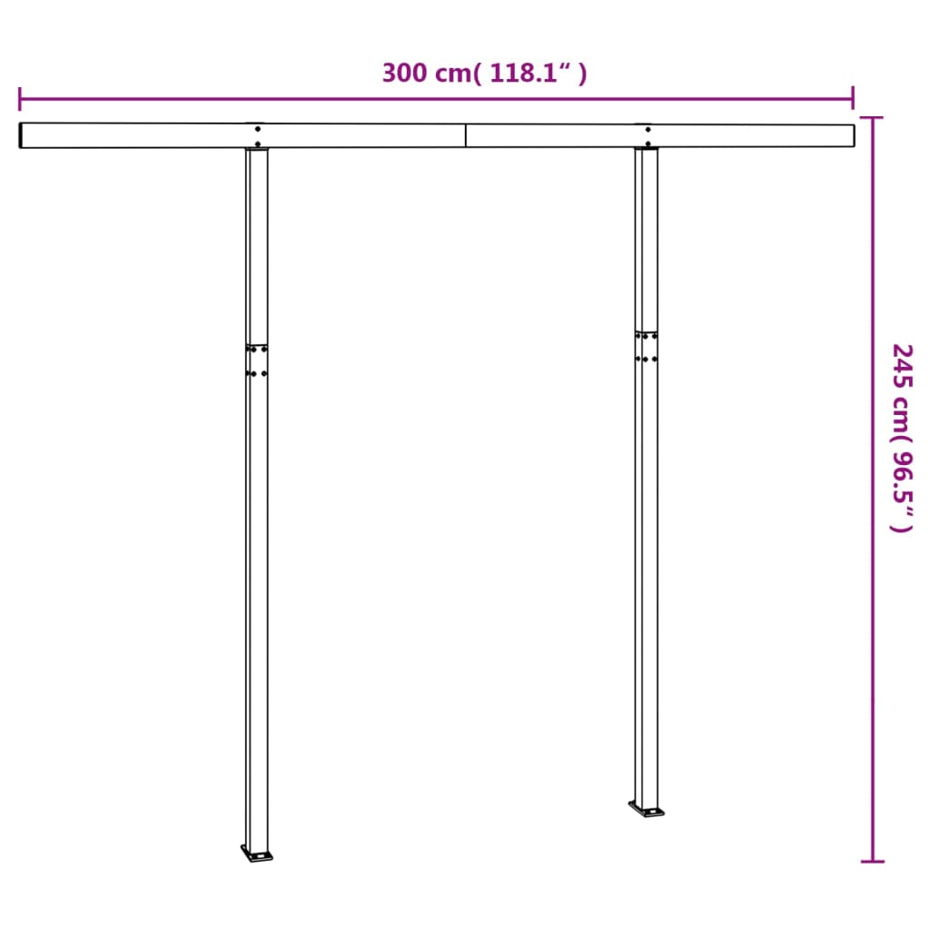 vidaXL Markisestolpesett hvit 300x245 cm jern