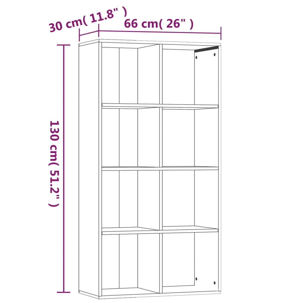 vidaXL Bokhylle/skjenk røkt eik 66x30x130 cm konstruert tre