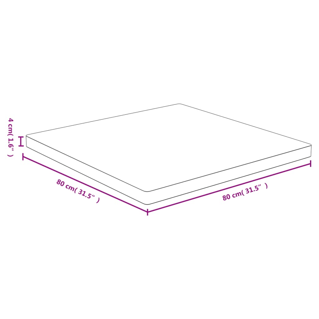 vidaXL Bordplate 80x80x4 cm bambus