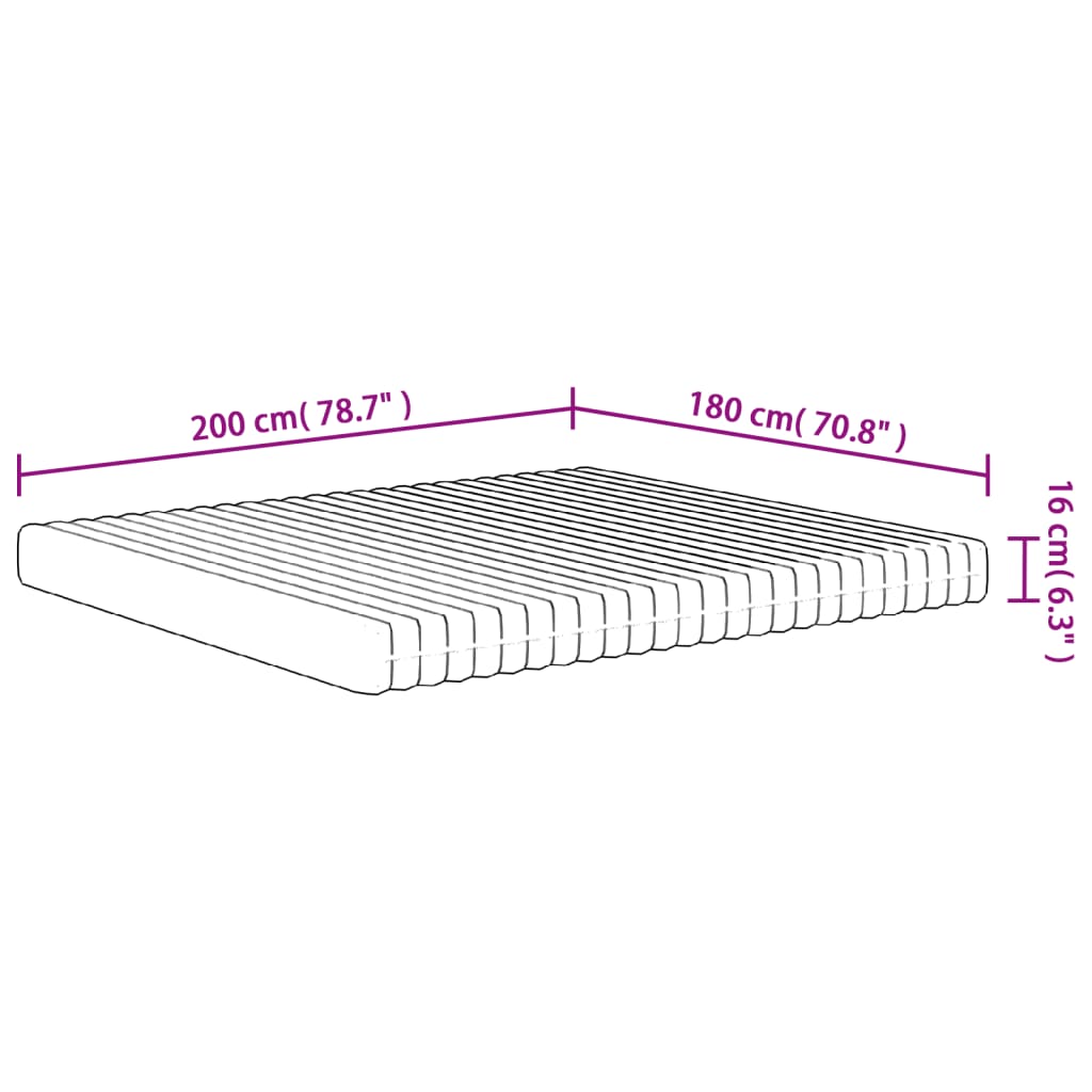 vidaXL Skummadrass middels myk 180x200 cm