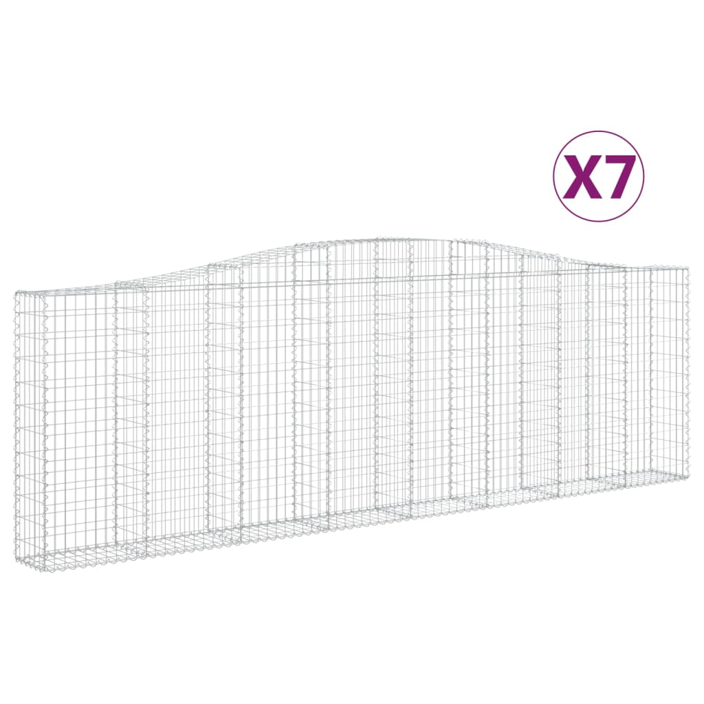 vidaXL Gabionkurver buede 7 stk 400x30x120/140 cm galvanisert jern