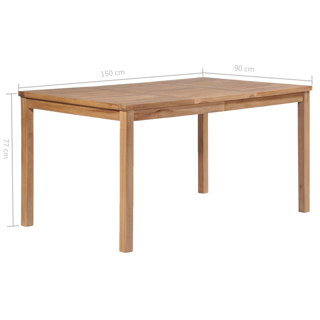 vidaXL Hagebord 150x90x77 cm heltre teak