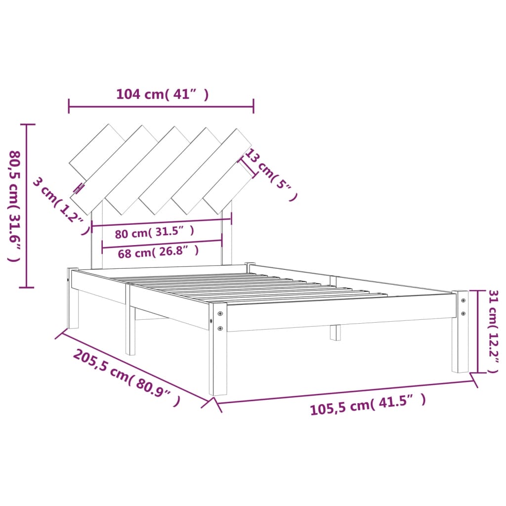 vidaXL Sengeramme hvit 100x200 cm heltre