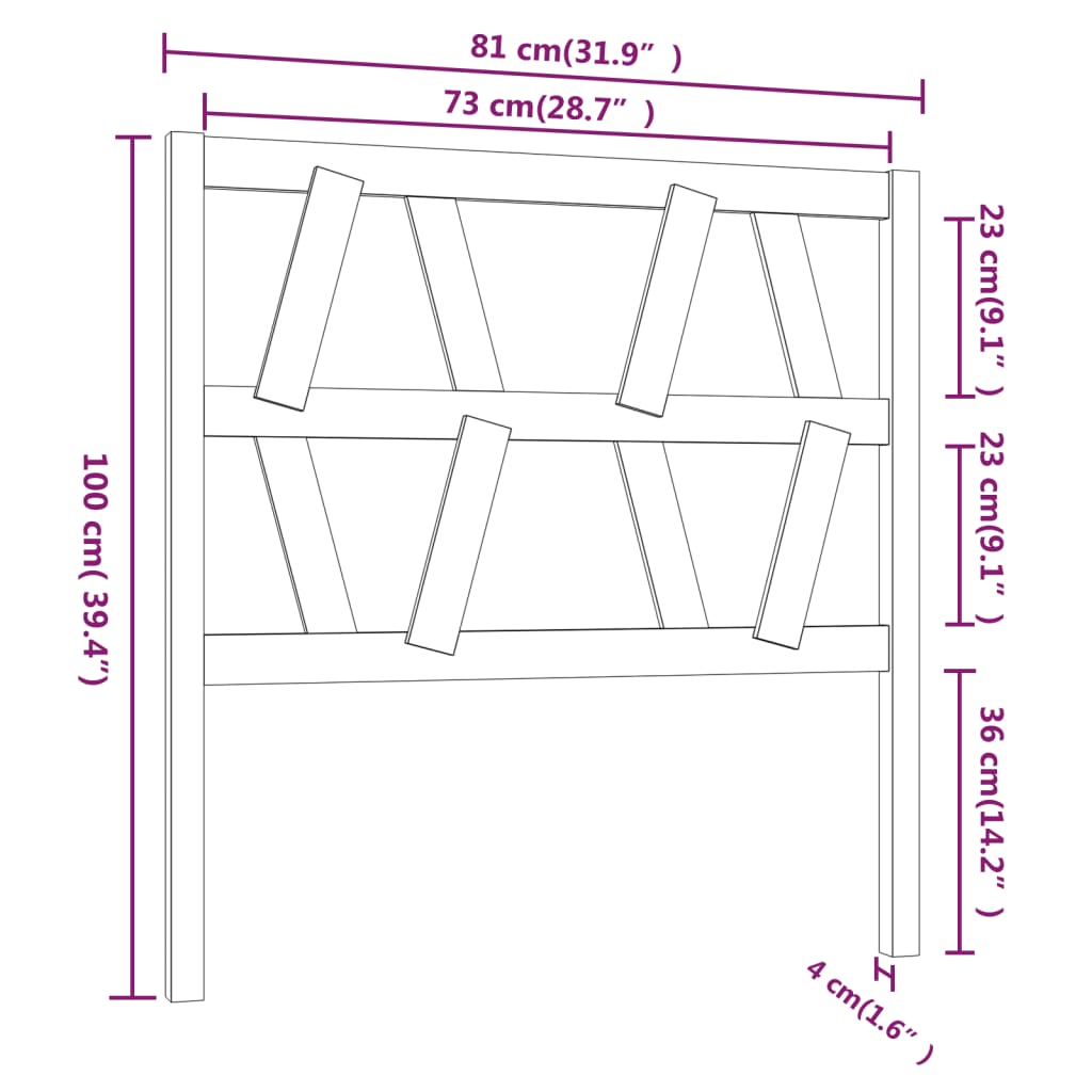 vidaXL Sengegavl honningbrun 81x4x100 cm heltre furu