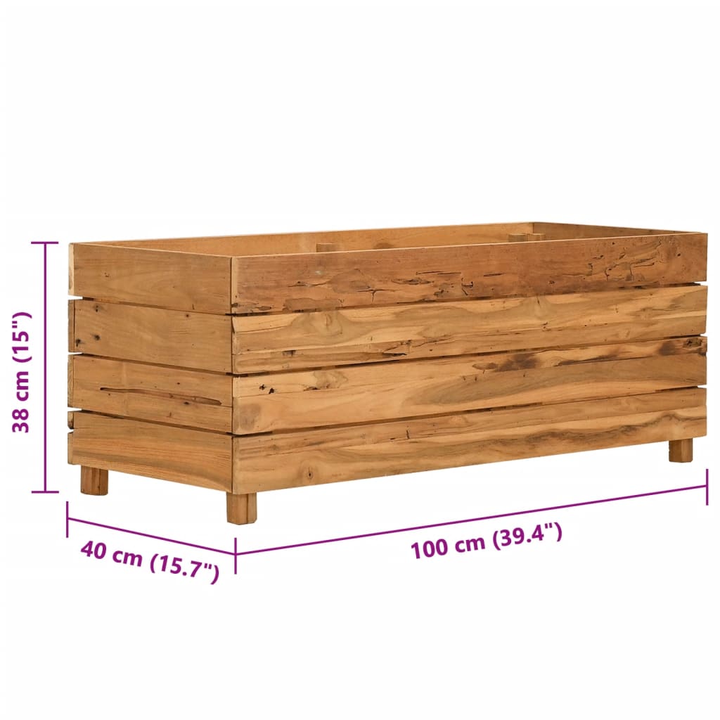 vidaXL Høybed 100x40x38 cm resirkulert teak og stål