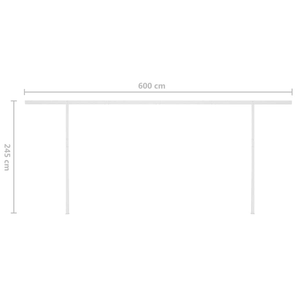 vidaXL Manuell uttrekkbar markise med LED 6x3 kremhvit