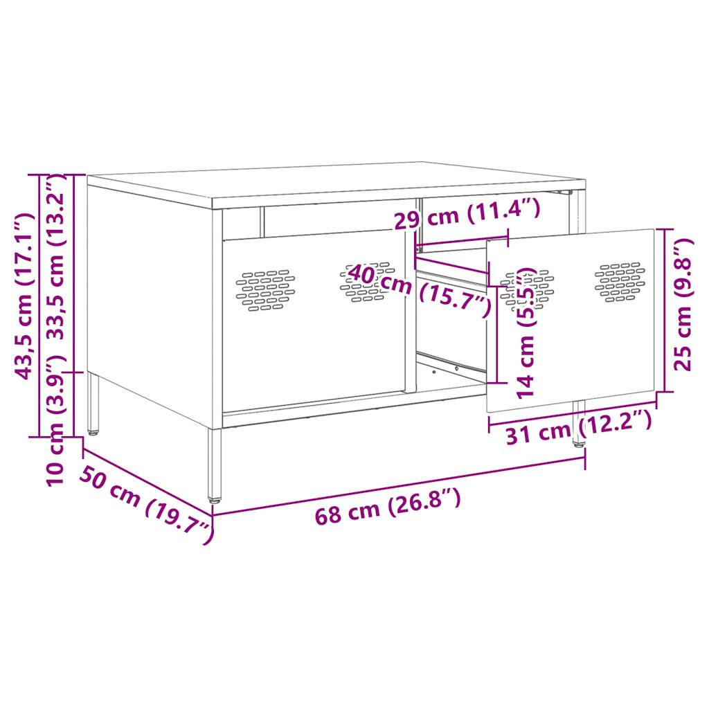 vidaXL TV-benk hvit 68x50x43,5 cm kaldvalset stål