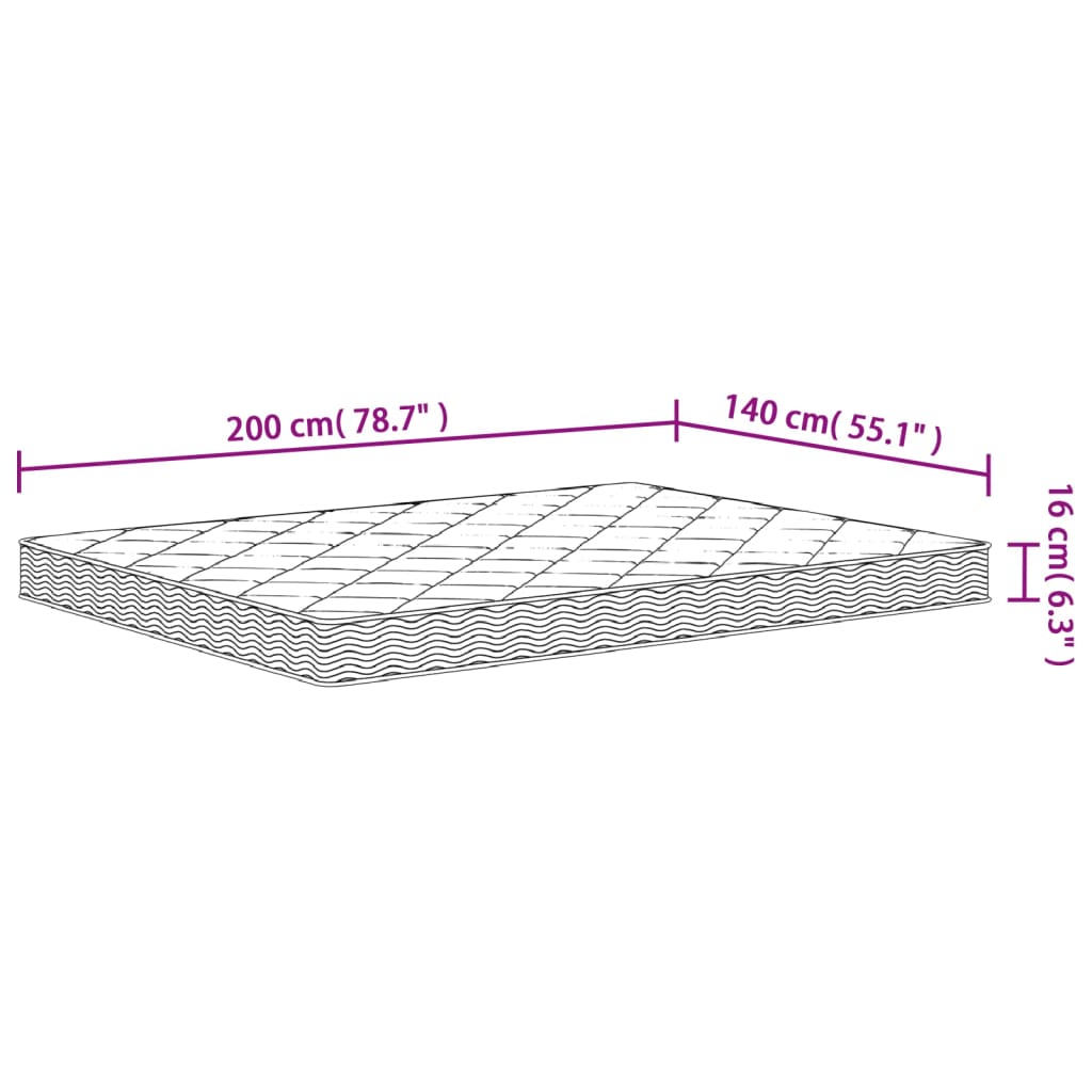 vidaXL Skummadrass middels myk 140x200 cm