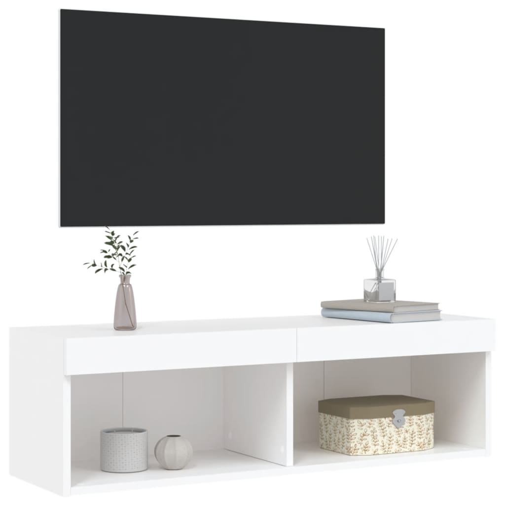 vidaXL TV-benk med LED hvit 100x30x30 cm