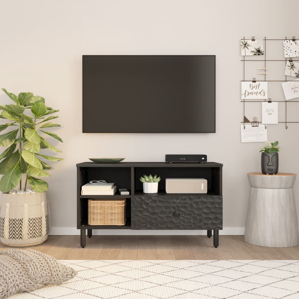 vidaXL TV-benk svart 80x33x46 cm heltre mango