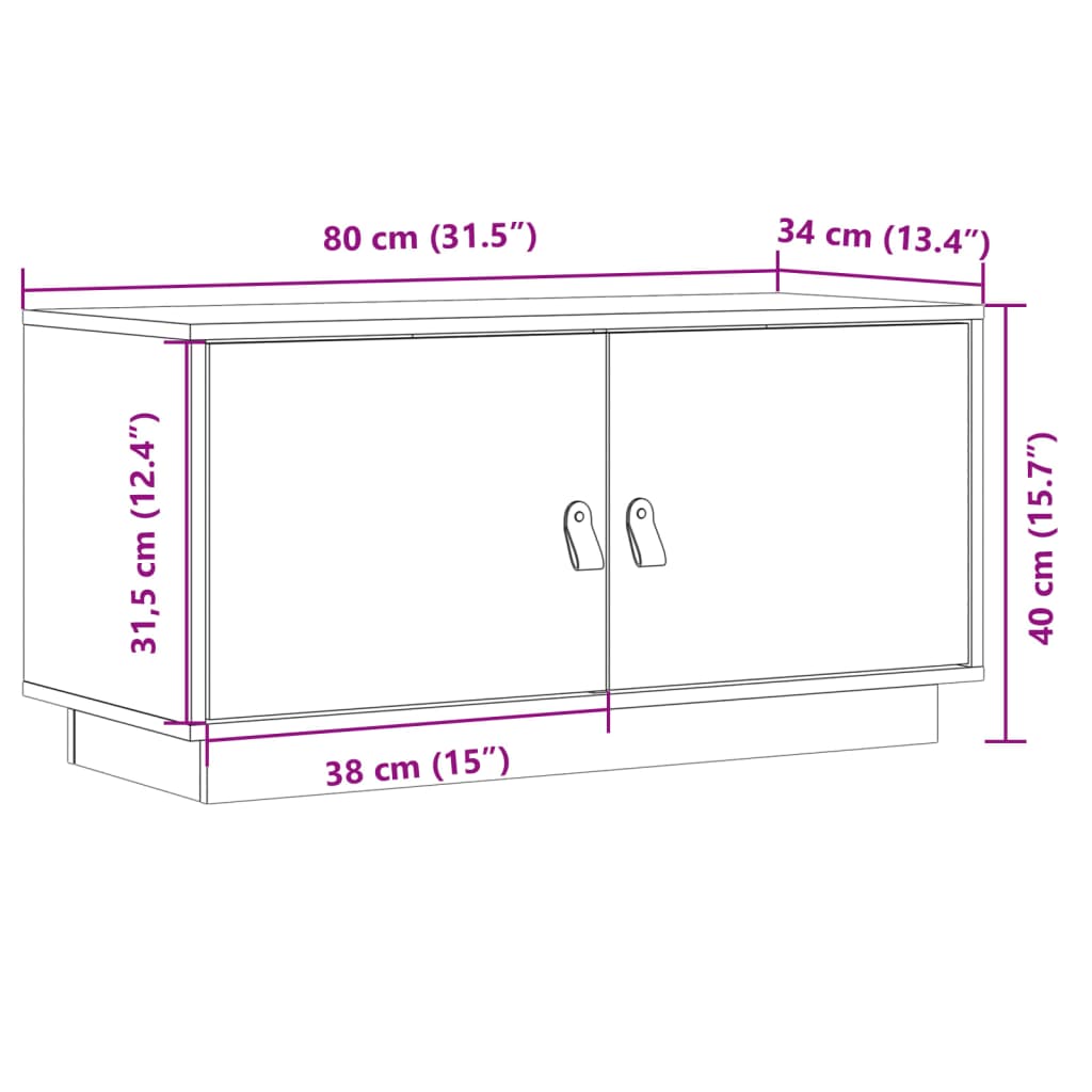 vidaXL TV-benk grå 80x34x40 cm heltre furu