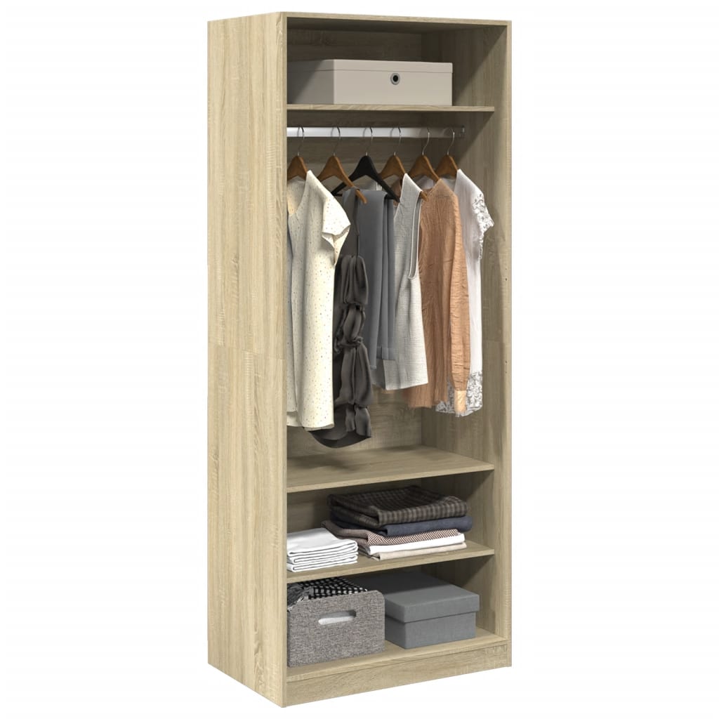 vidaXL Garderobe sonoma eik 80x50x200 cm konstruert tre