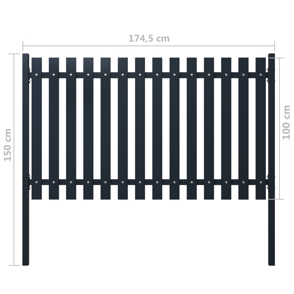 vidaXL Gjerdepanel antrasitt 174,5x100 cm pulverlakkert stål