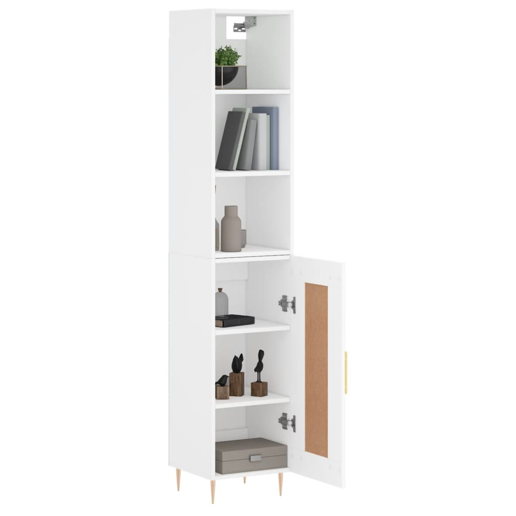 vidaXL Highboard hvit 34,5x34x180 cm konstruert tre