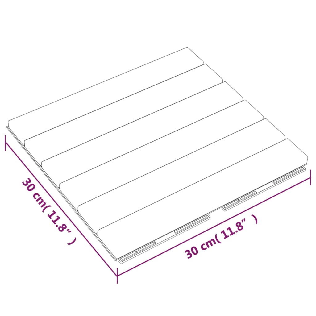 vidaXL Terrassefliser 10 stk 30x30 cm heltre teak vertikalt mønster