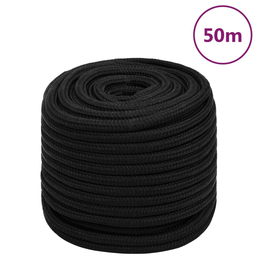 vidaXL Arbeidstau svart 18 mm 50 m polyester