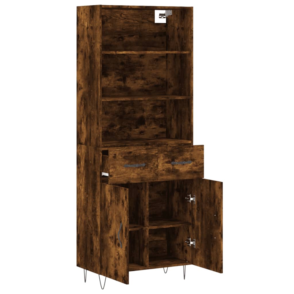 vidaXL Highboard røkt eik 69,5x34x180 cm konstruert tre