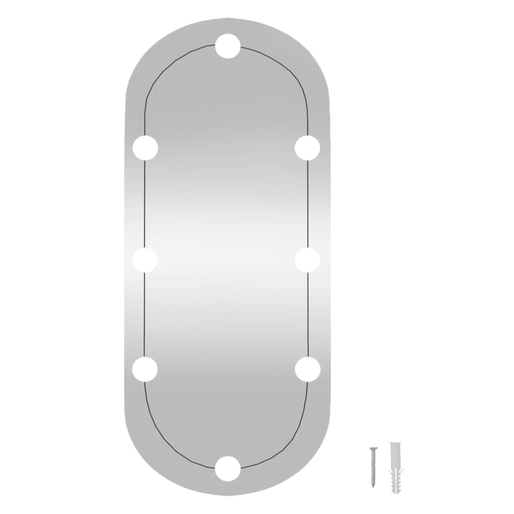 vidaXL Veggspeil med LED-lys 35x80 cm glass oval