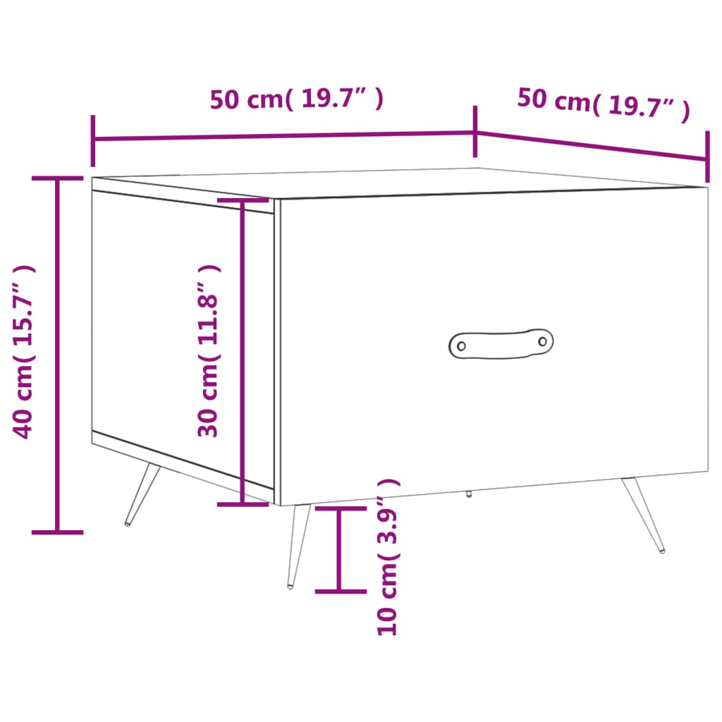 vidaXL Salongbord 2 stk høyglans hvit 50x50x40 cm konstruert tre