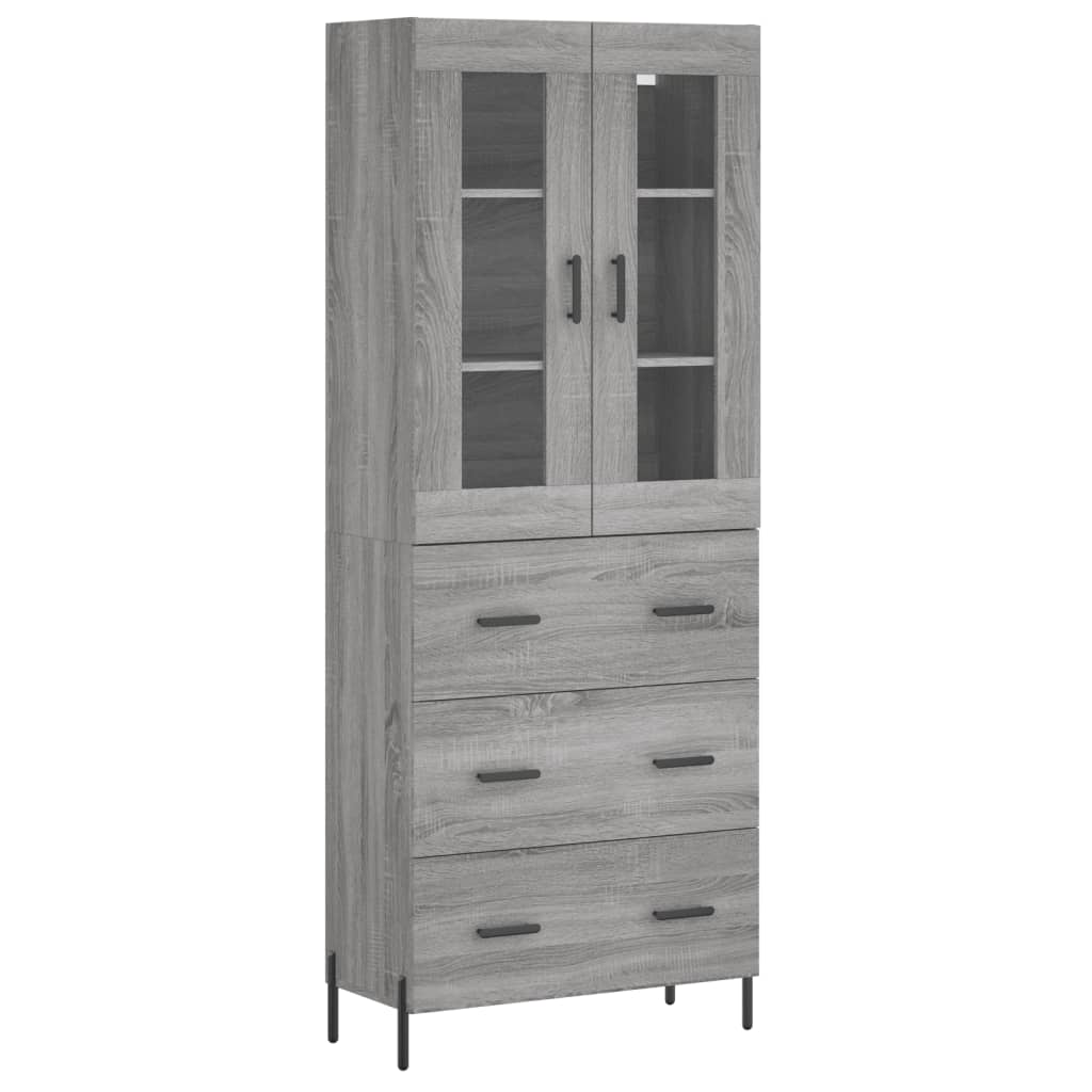 vidaXL Highboard grå sonoma 69,5x34x180 cm konstruert tre