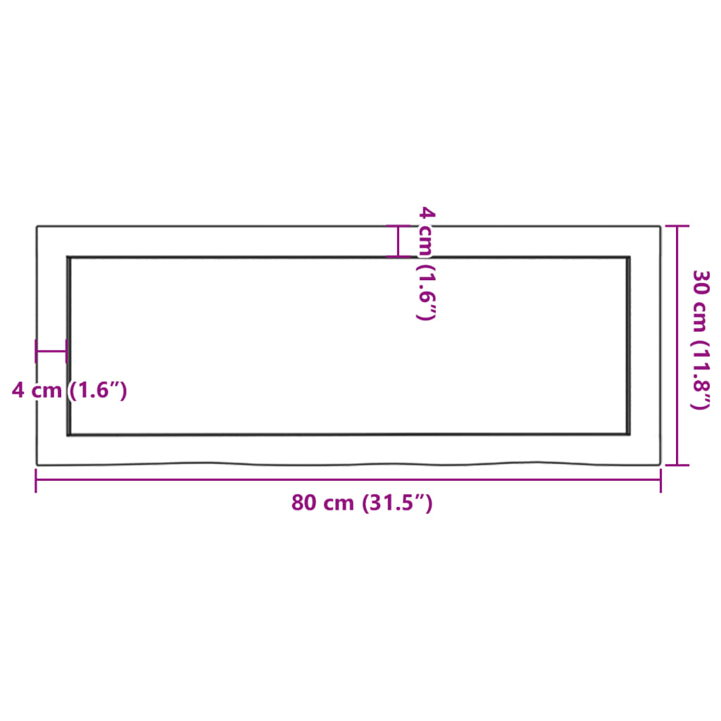 vidaXL Benkeplate til bad 80x30x(2-6) cm ubehandlet heltre