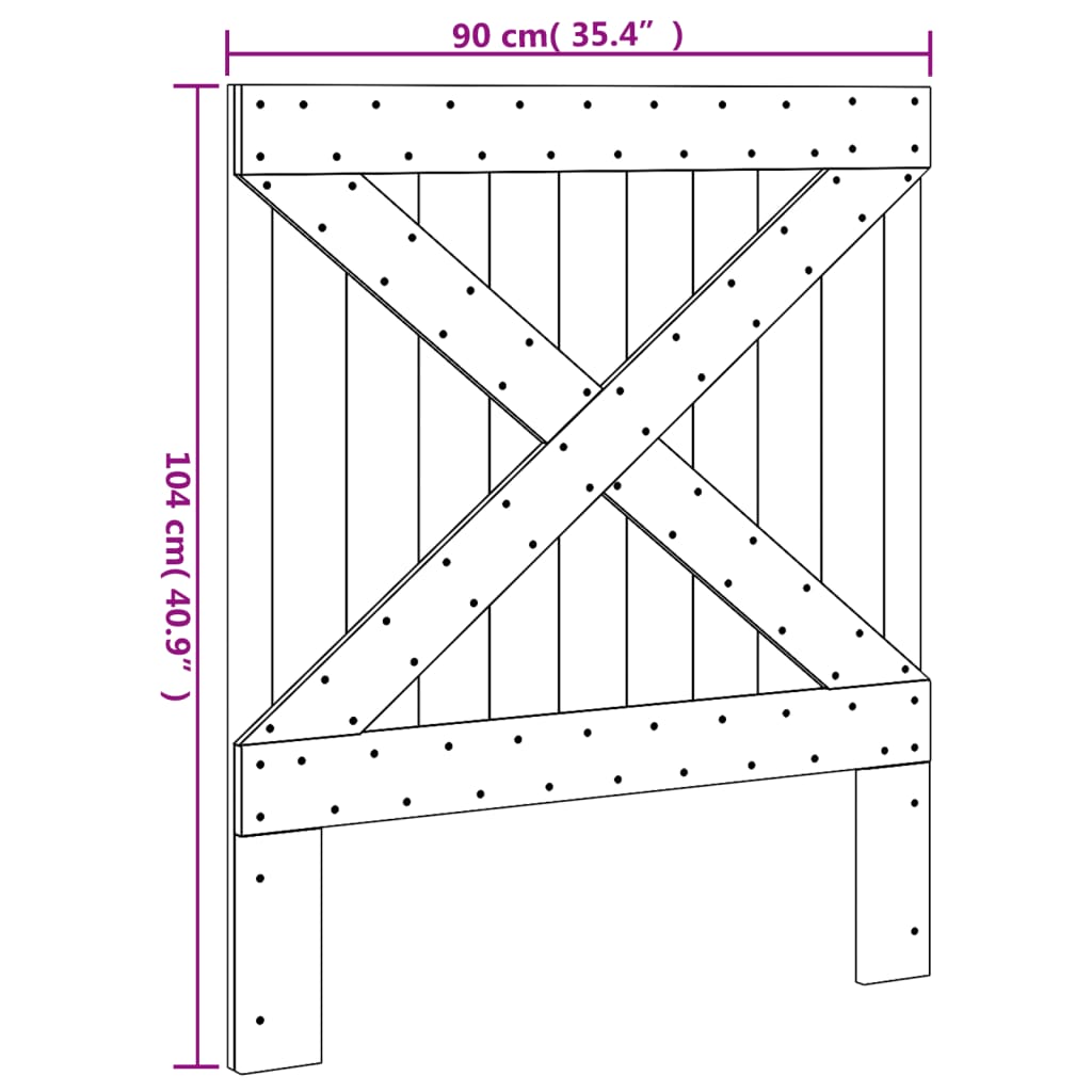 vidaXL Sengegavl 90x104 cm heltre furu