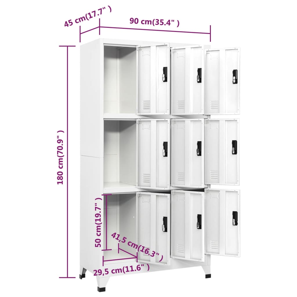 vidaXL Oppbevaringsskap hvit 90x45x180 cm stål